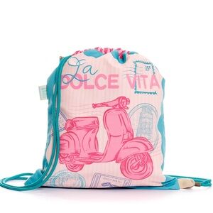Vibrant Drawstring Backpack with Scooter Design